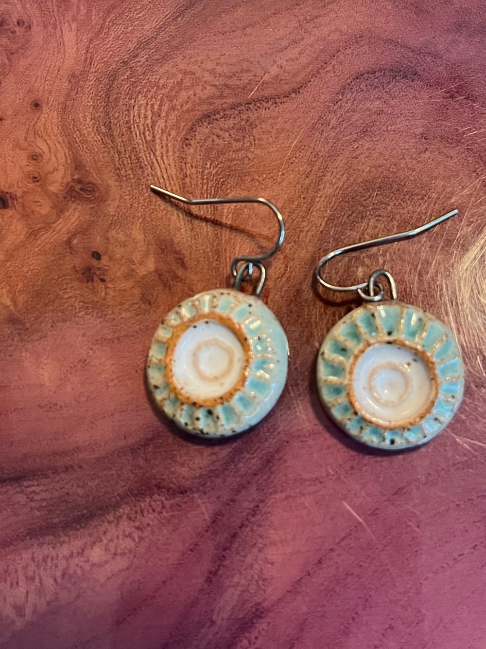 Handcrafted Ceramic Turquoise Disc Earrings - Women Jewelry